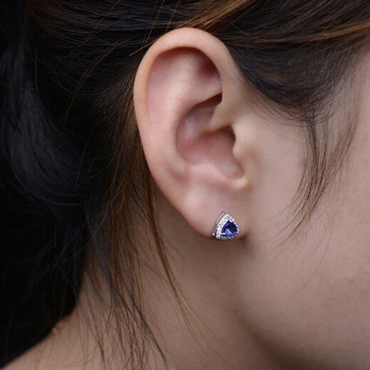 Fat Donglai Quality Tanzanite Earrings S925 Silver Plated 18 Women's Simple Fashionable Blue Gemstone Earrings