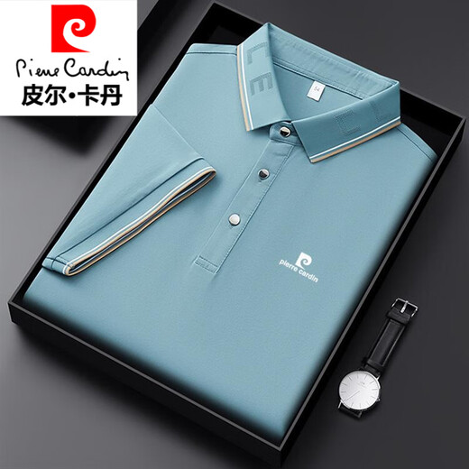 Pierre Cardin Herren-kurzärmeliges T-Shirt für Sommer 2025 Neues vielseitiger Trend mittleren Alters Casual Lapel T-Shirt Herren-Waving Navy 9905 S 165 Größe 100-120 Jin [Jin gleich 0,5 kg]