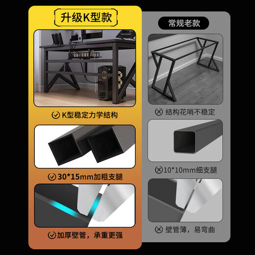 Haosenmeng Computer Desk Desktop Gaming Table and Chair Set Carbon Fiber Texture Combination Table Home Office Study Desk Classic Pro Carbon Fiber + Black Frame 100CM