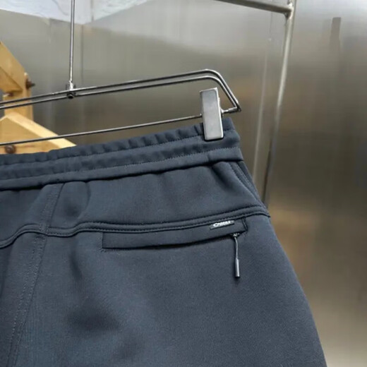 Autumn and winter sweatpants men's high-end light luxury plus velvet thickened small feet sweatpants knitted versatile stretch embroidered harem pants black XL (recommended 130-145Jin Jin equals 0.5kg)