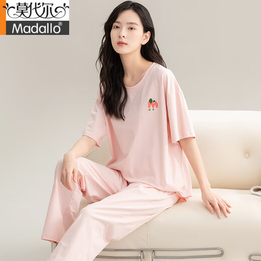 莫代尔睡衣女夏季新款夏天纯棉短袖长裤半袖春秋高级感家居服套装可外穿 CM65032【女】 Z9711 M 【建议80-100斤穿】