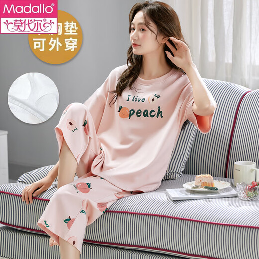 Pajamás modal para mujeres New Summer Pady Pad, algodón puro de algodón puro de algodón corto, almohadilla para el hogar del hogar delgada de talla delgada de talla delgada: 679 Barbie Bear M Mujeres