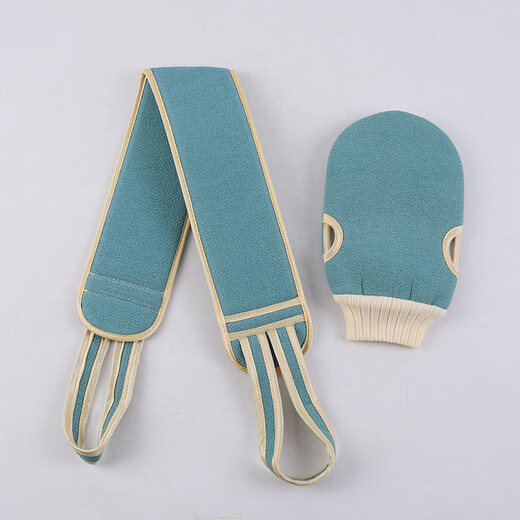 Fat Donglai's same style bath towel for adults, powerful mud rub and decontamination bath towel, back strip bath ball set for bathing, blue (bath towel + back rub strip) 2-piece set