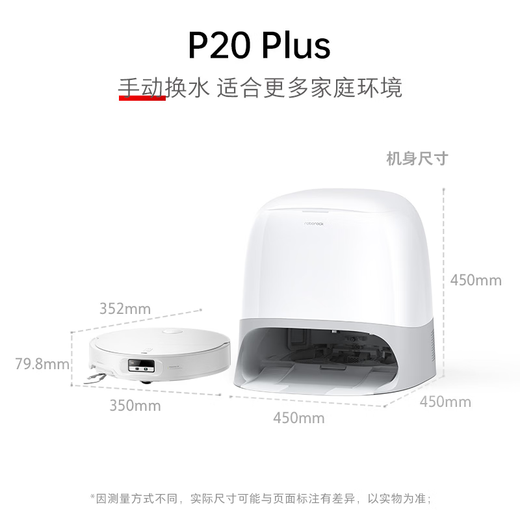 石头（roborock）【七夕情人节礼物】扫地机器人 P20 Plus 扫拖洗烘一体机 自动集尘擦地拖地洗地吸尘器 A1960RR