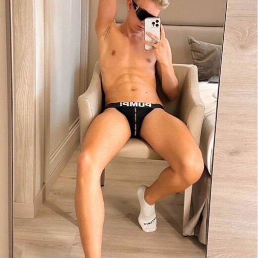 Trendy sexy double thong men's mesh low-waisted T-pants with convex breathable T-pants for young boys sports pure cotton H96 cotton grade white M