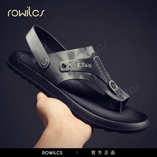 rowilcs夹趾拖鞋男款夏季软底防滑防臭夹脚凉鞋男两用外穿休闲开车凉拖鞋 灰色【此款为皮鞋标准码】 38