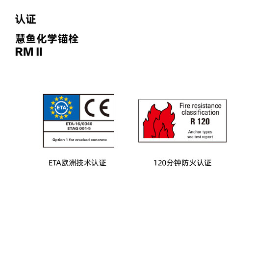 Fischer clear-hole-free glass tube chemical anchor RM II with RG M screw is suitable for cracked and non-cracked concrete RGM12X160 N single screw 10 pieces/box