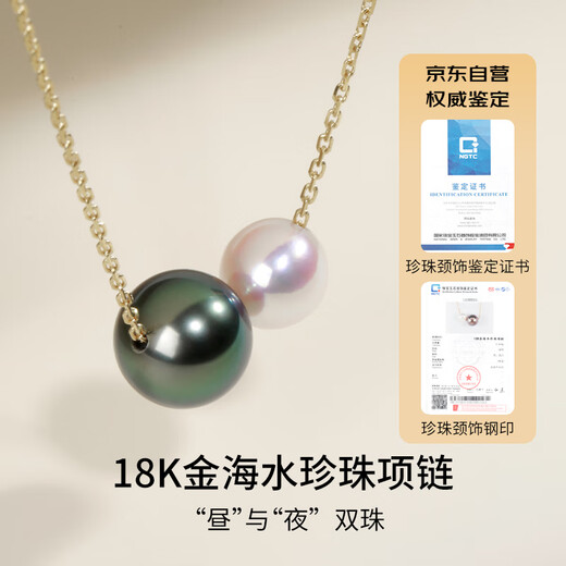 GiO Jewelry Pearl Necklace for Women 18K Gold Black Pearl Akoya Seawater Pearl for Girlfriend and Wife as a Birthday Gift