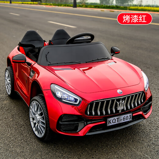 WORK BABY Masha children's electric car can sit on a remote control car for adults, a child can drive a stroller toy car, four-wheel electric double version + red dual drive + remote control + soft seat + remote control