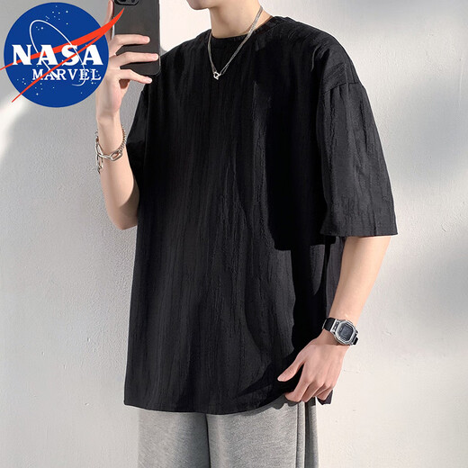 NASA Marvel T-shirt à manches courtes à manches courtes Men Men Summer à manches à manches lâches Contrôle rond Contrôle Shirt Abricot Gray XL