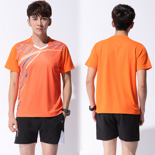 Geslang tennis uniform suit custom badminton uniform quick-drying women tennis table tennis jersey men's summer short-sleeved sportswear printing cream white A3879 royal blue men's suit M