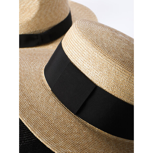 Mr DUCK star's same style, light luxury, extra fine hand-woven straw hat for women, French style flat top hat, multi-size hat