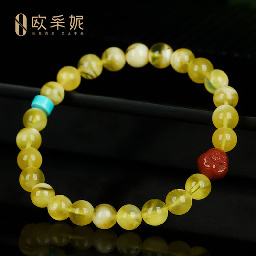 OUCERNY beeswax bracelet natural amber raw stone gold twisted round beads multi-treasure diy gold and white beeswax with southern red Buddha head bracelet for women