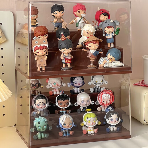 Only Blind Box Display Rack Dustproof Lego Ornament Cabinet Display Box Storage Box Collection Box Toy Rack Large Covered Three-Ladder Model 2 Pack