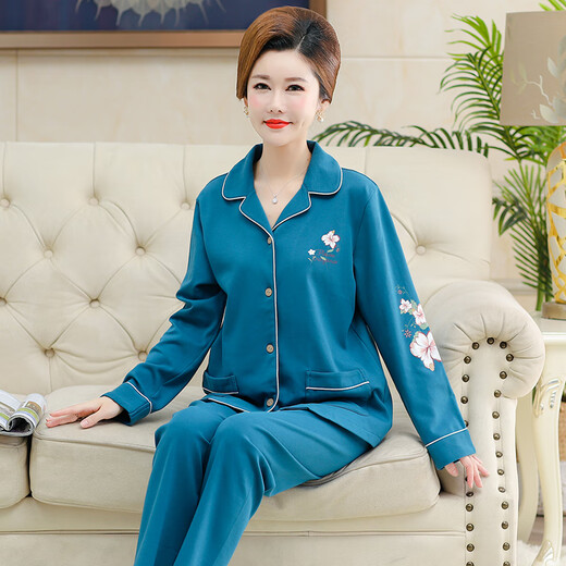 
Platino Mom Pajamas 50-60 years old summer pure cotton cardigans are suitable for pure long sleeves sweet style long skirts. WD-9901 burgundy M [recommended 80-100Jin [Jin equals 0.5 kg] All size