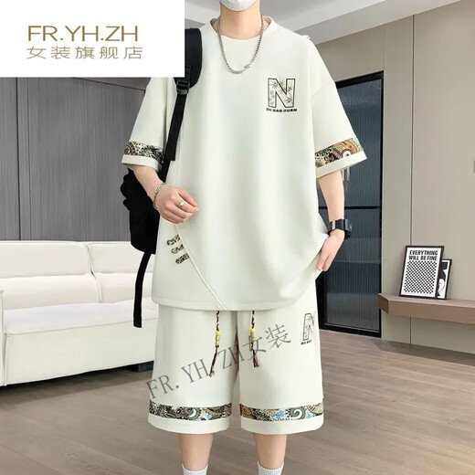 FR.YH.ZH凌越男装店2025夏季休闲运动套装男士百搭两件套 SI23黑色(YYW6195)ER5SI L(110-130斤)