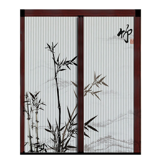Pupan Chinese sliding door living room balcony partition invisible folding door without punching honeycomb sliding door hollow can be customized A9276 border grey model