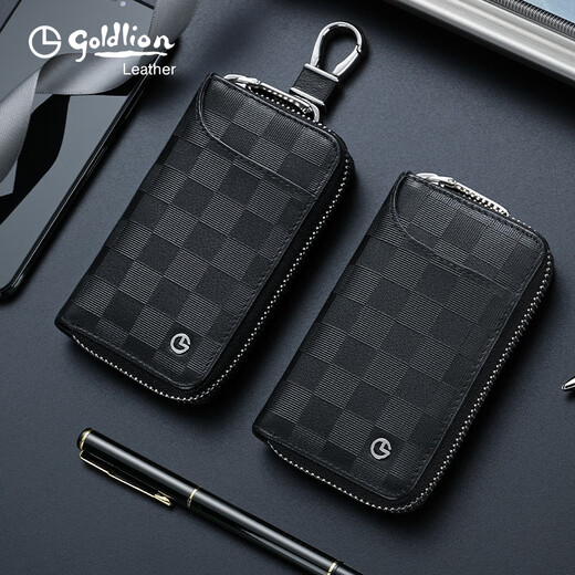 GOLDLION G+金利来新款钥匙包男真皮钥匙袋一体头层牛皮腰挂汽车锁匙包卡包潮 黑