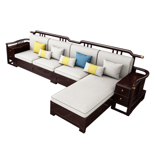 Sala de estar de madera maciza de yayuan nueva combinación de telas de estilo chino de estilo chino Light Luxury Small Apartment Muebles 9906 [Combinación] 1+1+3 [Algodón] Cubierta de algodón y lino