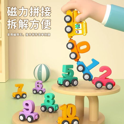 Puzzle and enlightenment magnetic digital train toy children's magnetic building blocks assembly for boys and girls aged 1-3 to 6 years old double head cartoon educational digital train 0-10