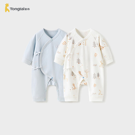 Tongtai (TONGTAI) baby jumpsuit spring and autumn pure cotton newborn clothes baby butterfly romper suit monk suit blue 59cm