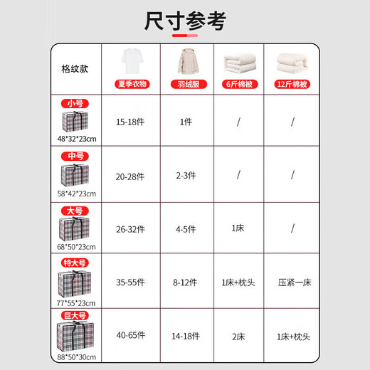 Jingxianju Moving Packing Bag Snakeskin Bag Luggage Woven Bag Sack Large Large Capacity Storage Snakeskin Pocket Extra Large Medium Black Plaid 58*42*23 One Pack