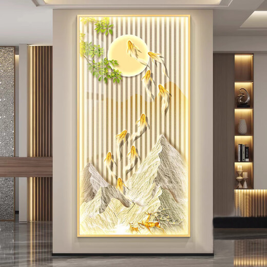 Entrada de lujo de luz ywzred con puerta de entrada ligera y lujosa jiuyu de entrada de entrada decoración pintura colgante de colgantes corredor vertical corredor simple jiuyu moderno envía bendición 1 36 36