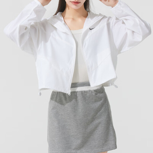 Nike (Nike) Sportanzug Frauen 2025 Neues Herbst-Fitness-Training gewebter Kapuzenjacke Jacke Strickhosen HJ1183-100+DM6420-010 M