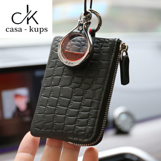 Casa-kupsck Japanische und koreanische Herren echte Leder Reißverschluss kleiner Brieftasche Kuhlatten-Mini Einfacher Gutschein Brieftasche Frauenkartentasche Schlüsselbeutel Krokodil schwarzes Krokodilmuster