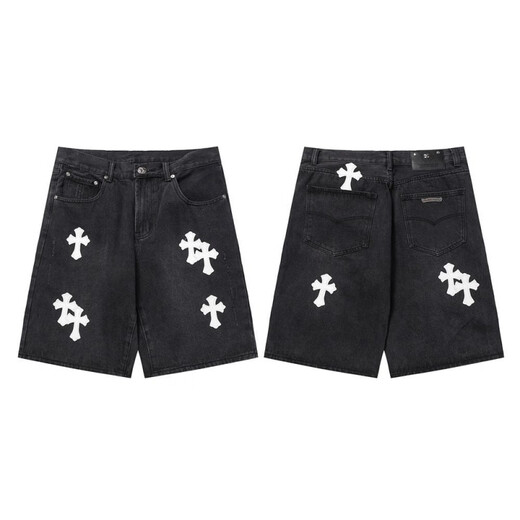 chrome heart summer new loose five-point jeans internet celebrity light luxury ins men and women 9921-black 28