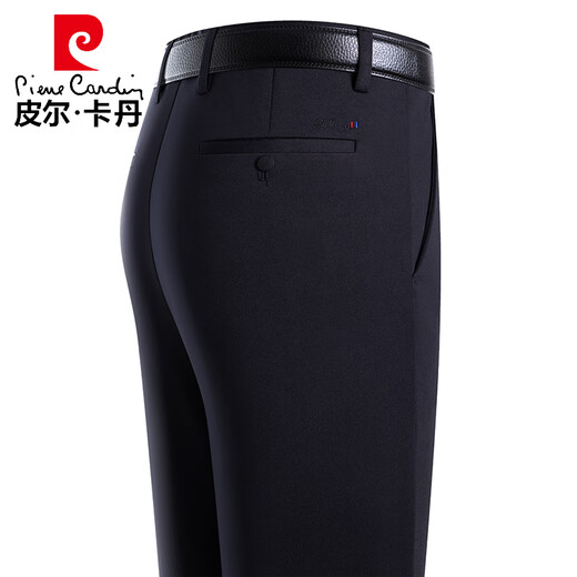 皮尔卡丹（pierre cardin）爸爸裤子夏季薄款中年男士休闲裤中老年冰丝高端宽松直筒西装裤 LYC6623#黑色 【春秋厚*款】 29 【2尺2腰围】