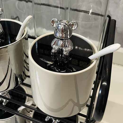 Ancient light luxury seasoning jar set seasoning box oil pot seasoning bottle storage rack combination kitchen ceramic seasoning jar salt jar