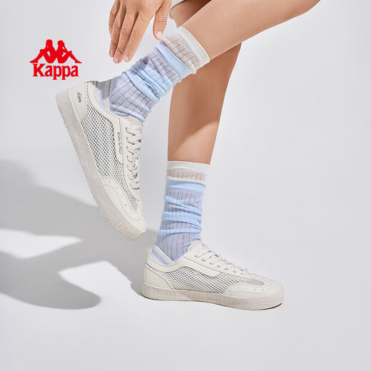 卡帕（Kappa）网鞋女鞋夏季透气大网孔网面板鞋女薄款运动小白鞋子  冬日白 40