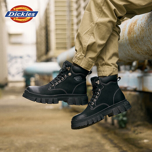Dickies Botas Martin para hombre Botas de moda para hombre Botas cómodas para exteriores Botas de cuero Botas de trabajo de estilo británico para hombre Negro 43