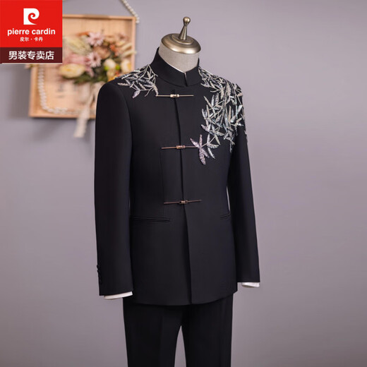 Pierre Cardin Groom Mao Suit 2025 New Men's Wedding Dress Chinese Engagement Suit Suit Men's Slim A Style (Pants Included) S