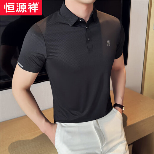Hengyuanxiang bordado Narkless Pressing Glue Polo Polo Camiseta coreana Slim Camiseta Slim Business Top Casual Top Topy Caki L