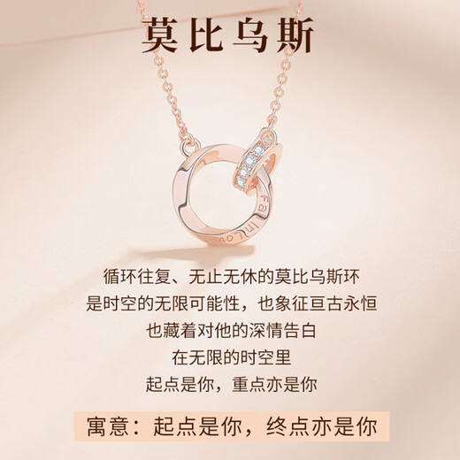 Mutiva Light Luxury Brand Necklace Women's Mobius Rose Gold Clavicle Chain Valentine's Day Birthday Gift for Girlfriend and Wife Mobius Necklace Rose Gold - Exquisite High-End Gift
