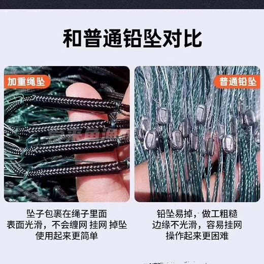 Imported soft silk rope wrapped fishing net three-layer sinking net 100 meters weighted non-wrapped net hanging net sticky mesh wire mesh fishing net 1.5 meters high 100 meters long 2.5 fingers 0.11 green silk three-layer sinking net