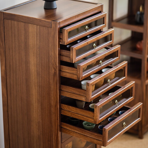 Tao Mengju solid wood dental cabinet tea set storage cabinet transparent dust-proof display cabinet toy bracelet storage cabinet tea room ancient shelf