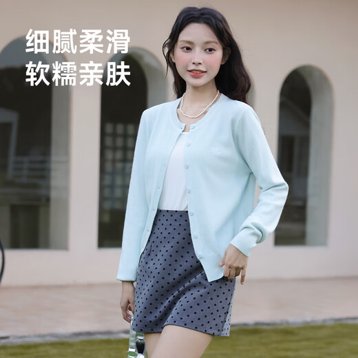 
Baleno S/K round neck knitted cardigan jacket for women 2025 autumn new simple and comfortable sweater bow embroidered sweater