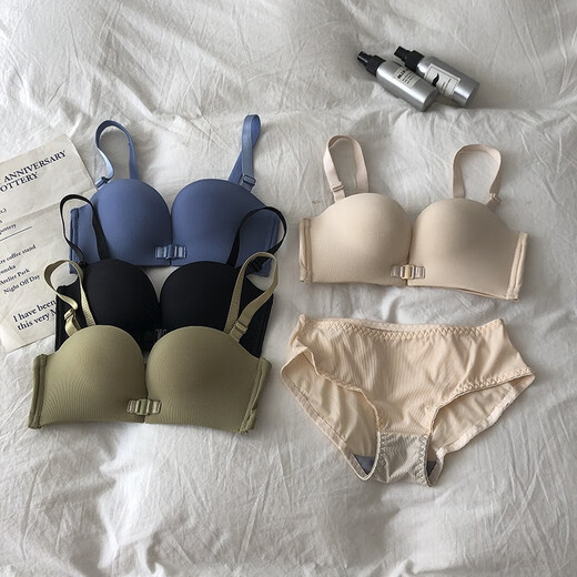 Victoria's Style Frontschnalle trägerloser Nicht-Rutsch-Unterwäsche für Frauen ohne Stahlringe, kleine Brüste, Sammeln und Anpassung von BH-Unterwäsche, schwarzer Anzug 70A 32B [klein, empfohlen, eine Größe zu wählen].