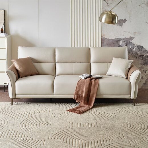 Quanyou Home Home Living Room Sofa Small Apartment Modern Simple Solid Wood Frame Straight Row Technology Fabric Sofa