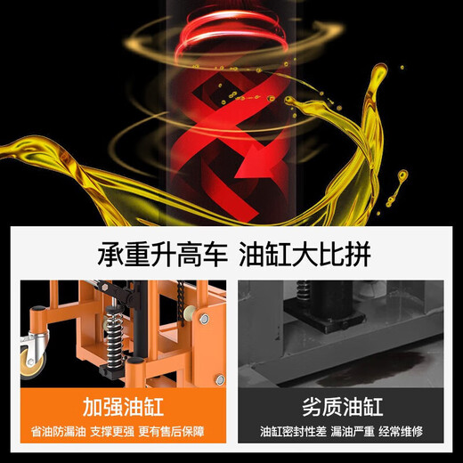 Manual forklift hydraulic truck small forklift household raised stacker push truck lightweight mini electric forklift 400kg universal wheel raised 1.2m fork model