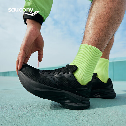 Saucony索康尼浪潮3缓震跑鞋男25年春季新款透气跑步鞋入门训练 黑 42