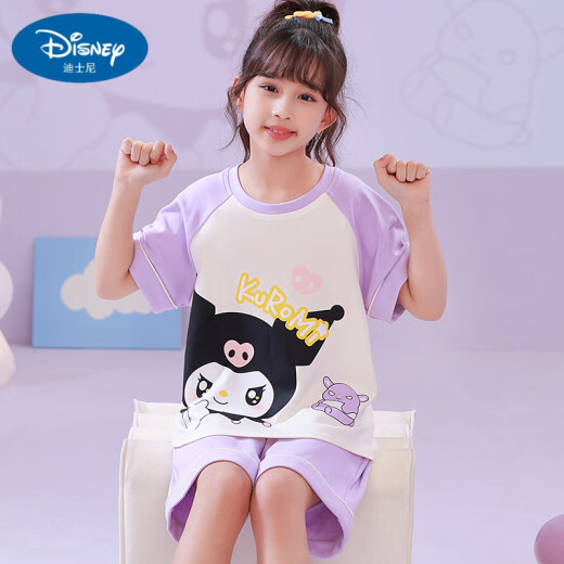 迪士尼（Disney）儿童睡衣纯棉短袖夏天薄款小海狸露比loppy卡通小女孩家居服套装 6630#叮当猫 170 12码身高(120-130cm)