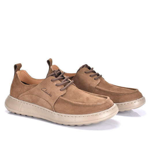 
Qile genuine leather clark men's shoes new genuine leather lace-up casual toe-layer cowhide-skin breathable commuter thick sole wear-resistant dad shoes light brown 40