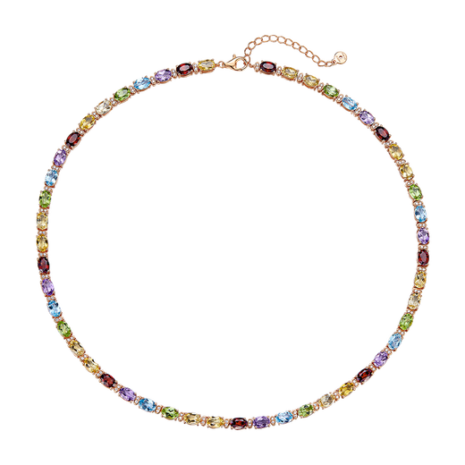 IL&CO Youke Huacai Ling Natural Colored Gemstone Bracelet Women's Silver Tourmaline Bracelet Birthday and Valentine's Day Gift for Girlfriend to Gather Wealth and Blessings 21 Carat Natural Gemstone Necklace