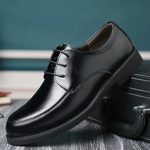 Chaoyunyue Real Cowhide Youth En cuir Chaussures en cuir à l'intérieur Hauteur en amélioration respirante chaussures en cuir formelles liées noires pour hommes Soft Sole rond chaussures simples 9901 noir 38