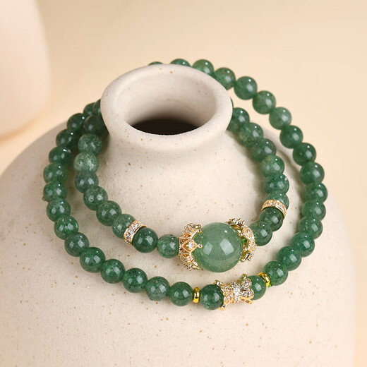 [Sélection stricte de l'approvisionnement en cristal] Crystal Crystal Green Bracelet Double cercle Crystal Crystal Crystal Gift Bracelet pour femmes Z1483 Green Strawberry Crystal Double Circle Bracelet