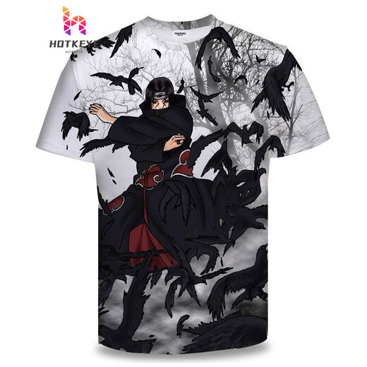 Yamamori Nanshi 2025 short-sleeved Naruto anime series T-shirt 3D printed trendy casual top Uchiha Itachi seal TXU1506 S suitable for 80-90Jin [Jin equals 0.5 kg]
